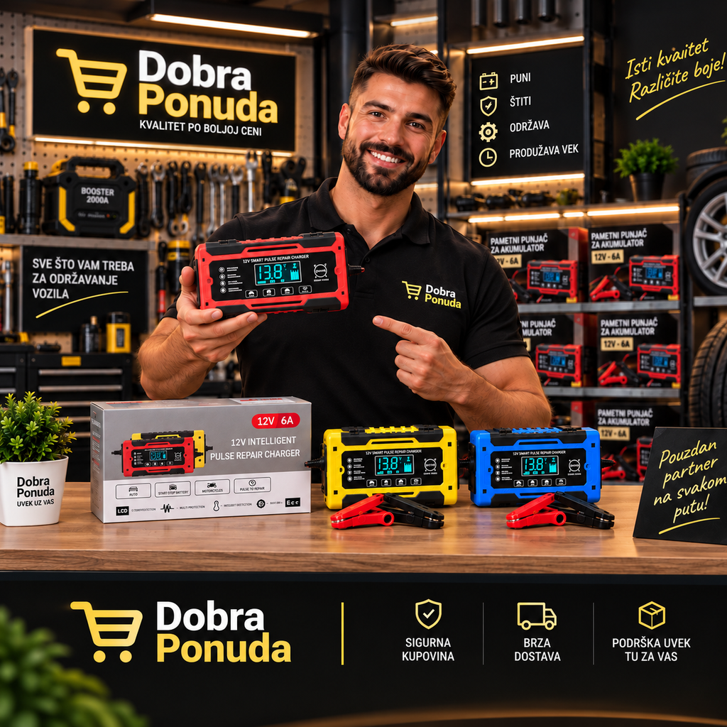 Pametni punjač za akumulator 12V 6A