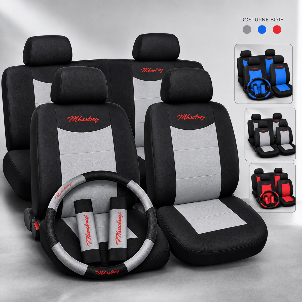 UNIVERZALNE Auto presvlake za sedišta – komplet sa navlakom za volan i pojas